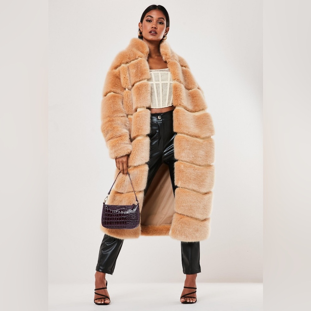 NWT Missguided PREMIUM PELTED FAUX FUR MAXI COAT